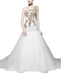 Mermaid Applique Lace Tulle One Shoulder Tunic  with a Brush/Sweep Train 