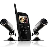 Defender PHOENIX1EX Wireless Video Security System with Portable LCD Monitor and 2 Indoor/Outdoor Night Vision Surveillance Camera with Clear Signal Technology