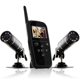 Defender PHOENIX1EX Wireless Video Security System with Portable LCD Monitor and 2 Indoor/Outdoor Night Vision Surveillance Camera with Clear Signal Technology