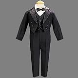 Toddler Boys Black Formal Paisley Detail Tuxedo Suit 4T
