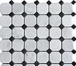 WHITE MARBLE 2" OCTAGON POLISHED MOSAIC WITH BLACK DOT