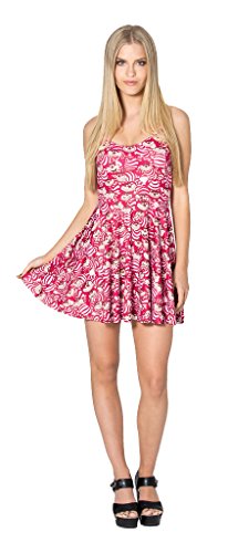 Women Summer Pleated Knee-length Hot Print Reversible Skater Dress