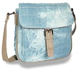 Quilted Denim Front Pocket Sling Handbag