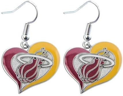 Rick NBA Miami Heat 3/4" Swirl Heart Shape Dangle Logo Earring Set Charm Gift by Rick