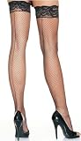 Plus Size Queen Stay Up Lycra Backseam Fishnet Thigh High in Black, White, or Red