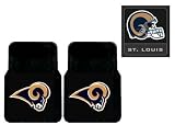 3-Piece St. Louis Rams Automotive Interior Gift Set - A Set of 2 NFL Licensed Universal-Fit Molded Front Rubber Floor Mats and One Official NFL Licensed Team Helmet Logo Air Freshener Pine Forest Scent