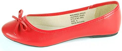 Alpine Swiss Iris Women's Red Genuine Suede Lined Bow Ballet Flats 8 M US