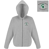 NCAA Michigan State Spartans Antigua Ladies Heather Gray Front Zip Fleece Hoody