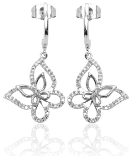 41L xd72ziL 10k White Golden Diamond Butterfly Earrings