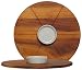 Wood Round Pita Dip Tray 12" x 3.5" With 3"D Ceramic Bowl Set of 2