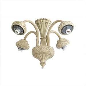 2.25 Neck Four Light Ornate Ceiling Fan Fitter Finish: Textured Antique White by 