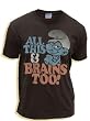 Junk Food The Smurfs All This and Brains Too Black Wash Adult T-Shirt Tee