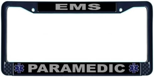 Rescuetees EMS Paramedic License Plate Frame Black