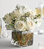 Flowers - Mini Wedding Rose Cube - Cream
