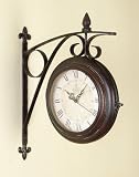 Roman Numeral Double Sided Wall Clock Train Station