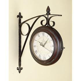 Roman Numeral Double Sided Wall Clock Train Station