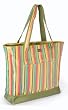 Della Q Theodora Yellow/Green Stripe Silk Knitting Tote Bag