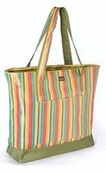 Della Q Theodora Yellow/Green Stripe Silk Knitting Tote Bag