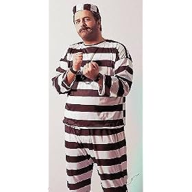 Mens Costume Prisoner Inmate Convict Outfit Adult Plus (up to chest 48)