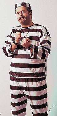 Mens Costume Prisoner Inmate Convict Outfit Adult Plus (up to chest 48)  