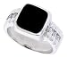 Sterling Silver Gents' Ring w/ a Square-shaped Black Onyx & 6 Tiny Cubic Zirconia Stones, 1/2 (12mm) wide