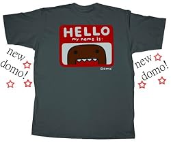 DOMO SHIRTS - MY NAME IS DOMO T-SHIRT - 2012 version!* NEW DOMO T-SHIRTS! - HELLO MY NAME IS DOMO-KUN NAME BADGE TEE