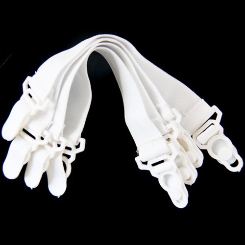 4pcs Sheet Gripper Elastic Garter Fastener Strap Rubber Button Hook for Bed White