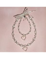 Made in America! Mom and Me, Sterling Silver Bracelet Set for Mother and Daughter. This Beautiful Keepsake Uses Beautiful Cats Eye and Genuine Lead-free Crystals with Matching Heart Charms. Mothers Bracelet Is Adjustable 7-71/2" and Daughters Size Large, 6-13 Years, 6-6.5 Inches, Adjustable