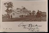 1903 Fotoak Bahnhof mit Dampfzug Dimbola Victoria Australien n. Leipzig