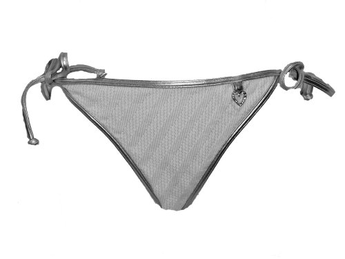 Guess White Lurex Crochet Tie Side Swim-bottoms w/Heart L