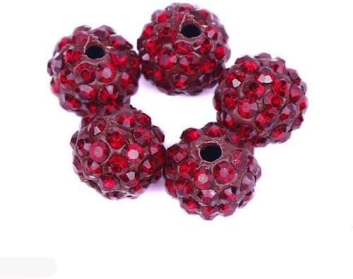 DUMAN 10pcs Wine Red 10mm Clay CZ Disco Ball Beads Crystal Studded Shamballa Craft for Bracelet, Necklace, Earrings Jewellery Making