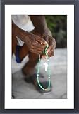 Framed Print of Haitian woman praying with prayer beads, Port au Prince, Haiti, West Indies