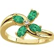 14K Yellow Gold Chatham Created Emerald and Diamond Flower Ring