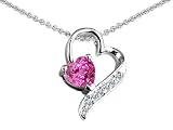 Original Star K(tm) 7mm Heart Shape Created Pink Sapphire Heart Pendant in .925 Sterling Silver
