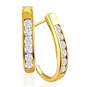 10k Yellow Gold Diamond Channel-Set J-Hoop Earrings (1/2 cttw, K-L Color, I3 Clarity)