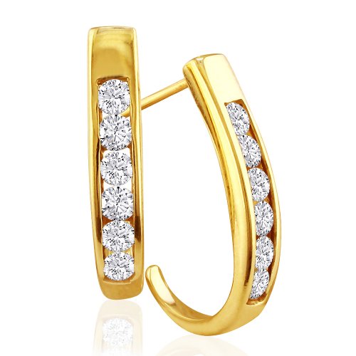 Buy 10k Yellow Gold Diamond Channel-Set J-Hoop Earrings (1/2 cttw, K-L Color, I3 Clarity) online at Discounted New and Used prices. Delivered to your door with Off-The-Bookshelf.