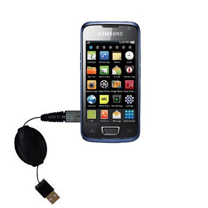 Retractable USB Cable for the Samsung Beam I8520 with Power Hot Sync and Charge capabilities - uses Gomadic TipExchange Technology