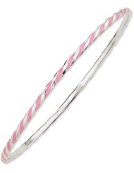 Sterling Silver Twisted Pink Enamel Bangle by Stackable Expressions, Best Quality Free Gift Box Satisfaction Guaranteed