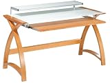 Jual Curve - Curved Oak and White Glass Desk