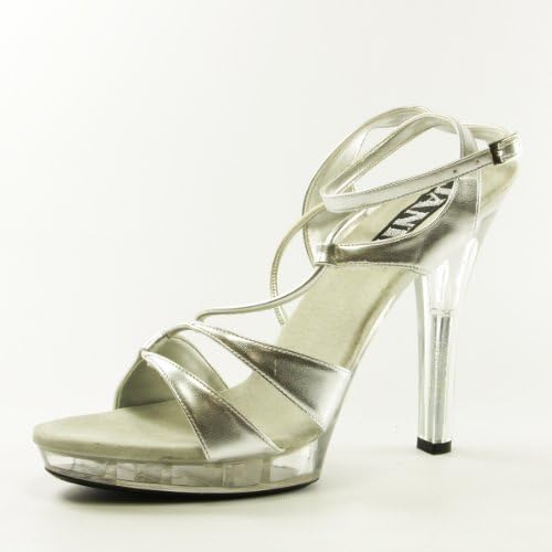 Women's Silver Patent Platform High Heel Sandal Shoes - Size 12