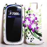 Purple Flower with Green Wave Design Snap on Hard Skin Shell Protector Cover Case for Pantech Impact P7000