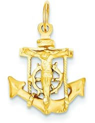 14K Yellow Gold Mariners Cross Pendant Charm Jewelry