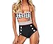 Surenow Cutest Retro Swimsuit Swimwear Vintage Push Up High Waist Bikini Set Stripe