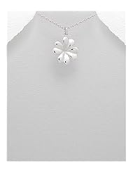 Flower Pendant Necklace In 92.5 Sterling Silver
