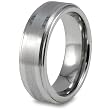 Ridged-Edge Brushed And Polished Tungsten Carbide Ring (7.0mm) - Sizes 8 - 13