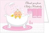 Bath Time Girl Baby Thank You Cards - Set of 20
