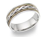 14K Two-Tone Gold Braided Wedding Band Ring