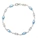 Trio Link Aquamarine Gemstone C.Z. Diamond Bracelet (Holiday Special)