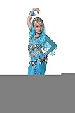 Seawhisper Kid's Belly Dance Girl Halter Top, Harem Pants, Halloween Costume Set - A style azure,S