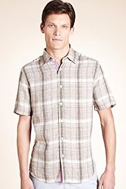 Autograph Pure Linen Graded Checked Shirt